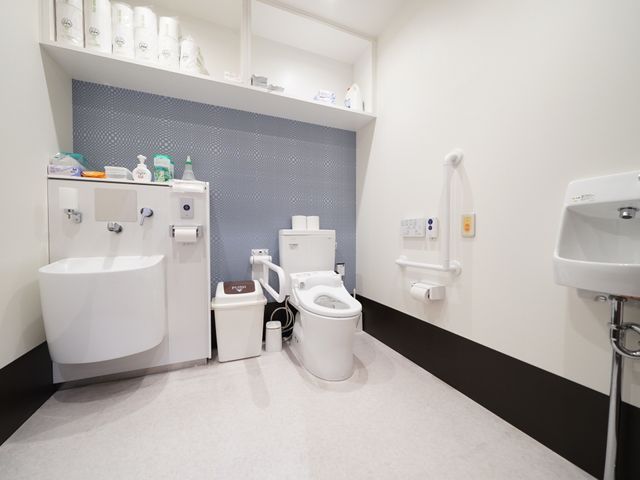 清潔感のあるトイレ空間 トイレ 手すり付きで安心して利用できる洗練されたトイレです。日々の快適さをサポートする設備が整っています。