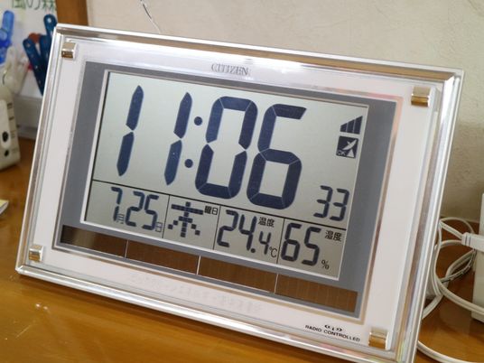 デジタル時計と室内環境表示