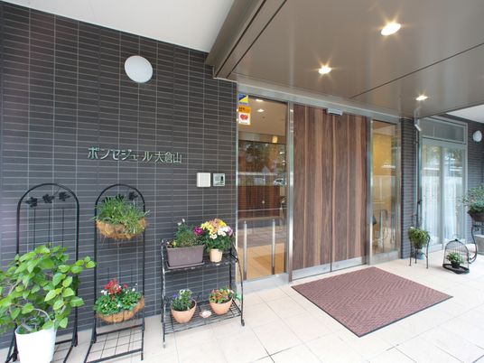 エントランスの植物飾り