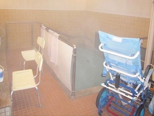手すり付きの清潔な浴室