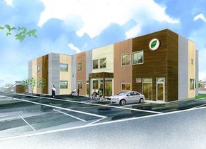 木目調建物の外観イラスト