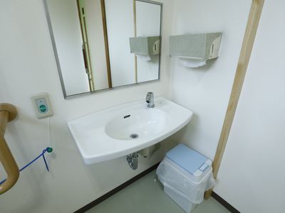清潔な洗面台と手すり
