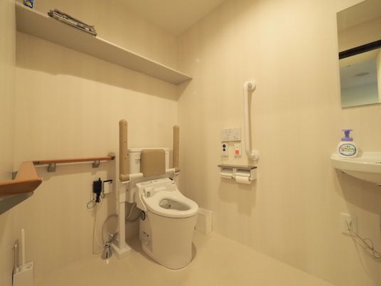 手すり付きのトイレ空間