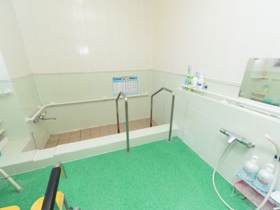 手すり付き清潔な浴室