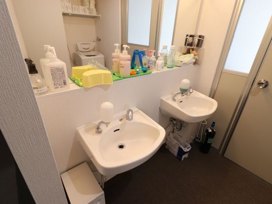 清潔な洗面台二つ