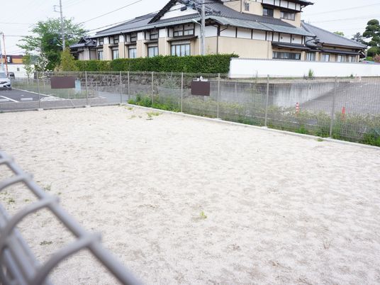 広々とした砂地の庭