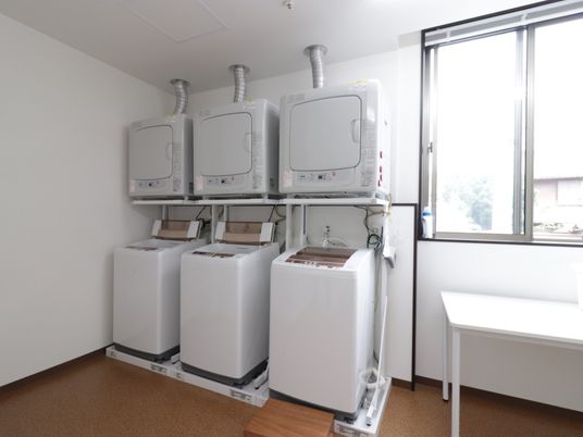 清潔な洗濯機と洗面台