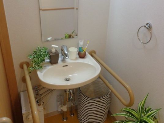 手すり付き洗面所