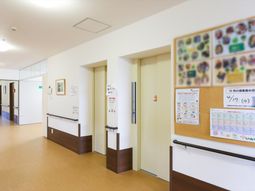 明るい廊下と掲示板