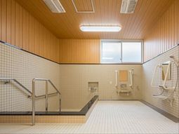 手すり付き浴室の内観