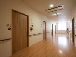 明るい廊下と扉たち