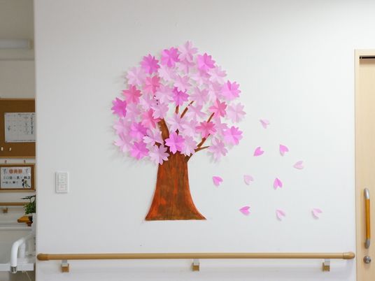 壁に桜の装飾アート