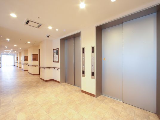 清潔な廊下とエレベーター