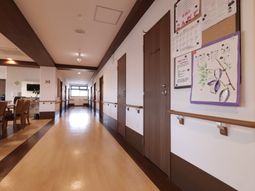 明るい廊下と掲示物