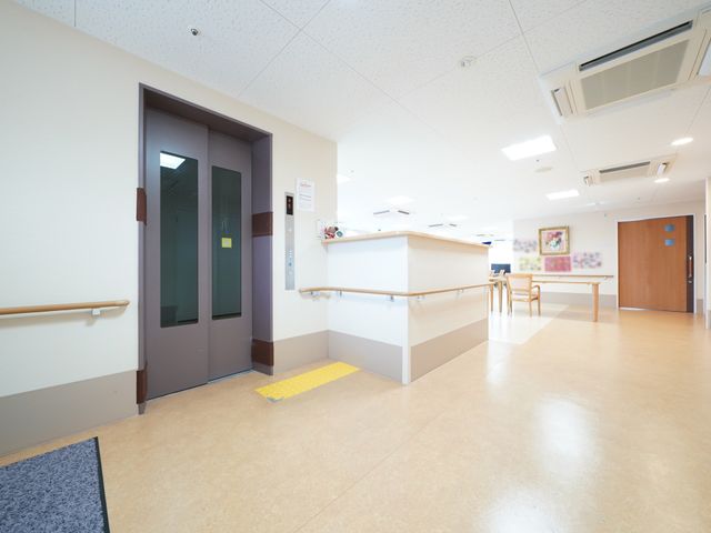 清潔感のある廊下 エレベーター 廊下はバリアフリー設計で、広々としており、安全かつ快適に過ごせるよう配慮されています。手すりも設置され、どなたでも安心して移動ができます。