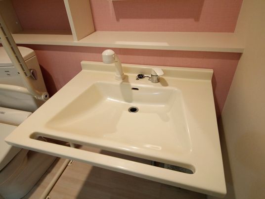 清潔な洗面台の一角
