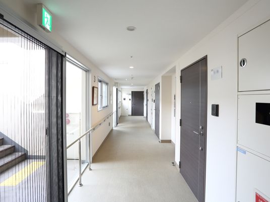 光が差し込む廊下の様子