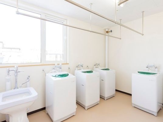清潔な洗面台と洗濯機