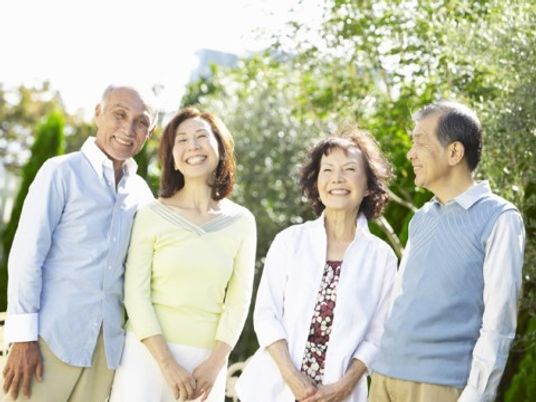 笑顔の集合中庭