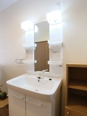 清潔な洗面台の一角