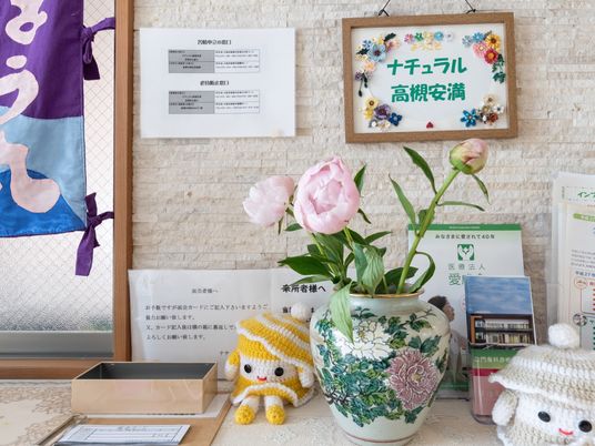 手作り感溢れる受付コーナー
