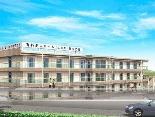明るい外観の建物正面