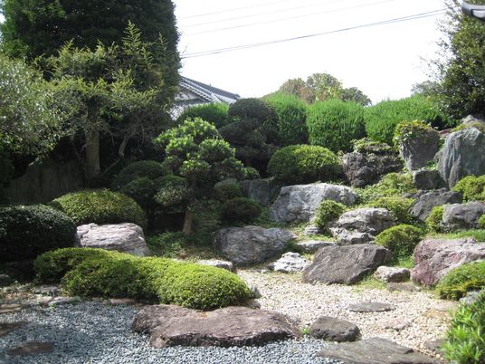 緑豊かな中庭の景観