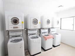 洗濯機並ぶ清潔な空間