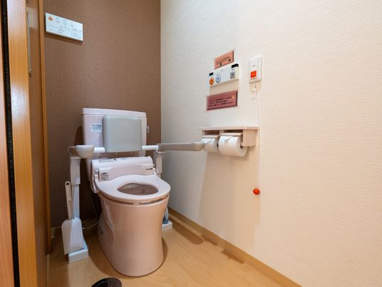 手すり付きのトイレ