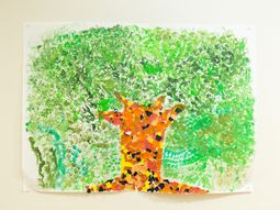 カラフルな木の絵画