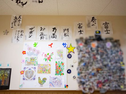 掲示物の装飾された壁