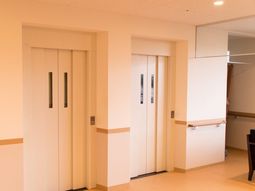 清潔感ある廊下のエレベーター