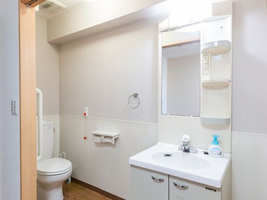 明るいトイレと洗面台