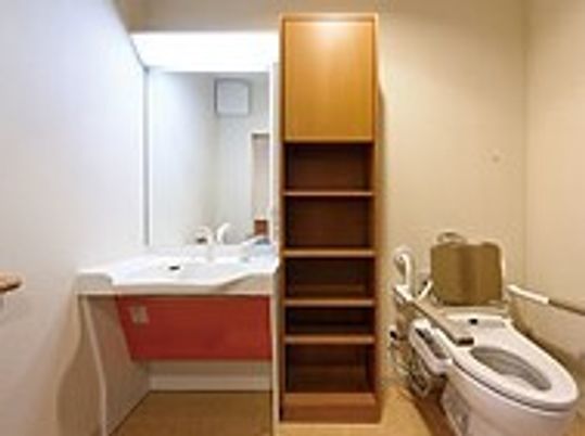 清潔な洗面台とトイレ