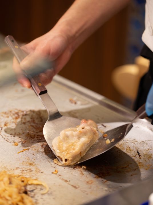 料理過程のクローズアップ