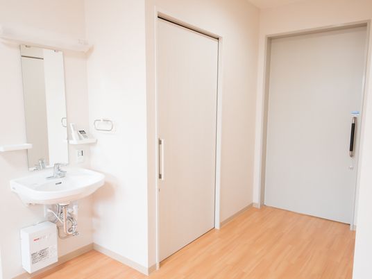 清潔な洗面所と扉