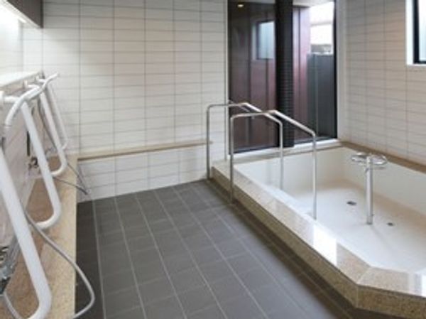 手すり付きの清潔な浴室