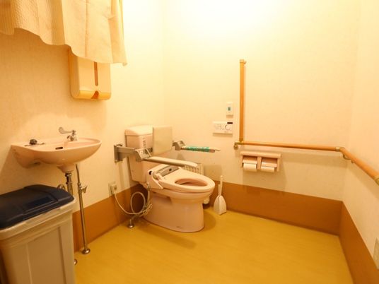 手すり付き明るいトイレ