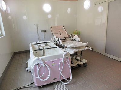 広い洗面施設の浴室
