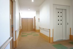 明るい廊下とエレベーター