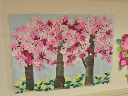 桜の壁面装飾