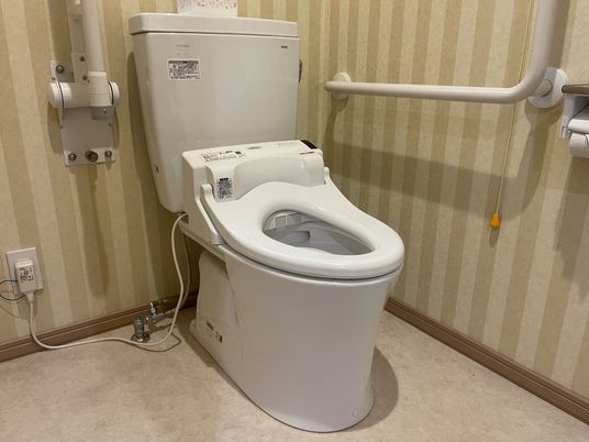 手すり付きの設備完備トイレ