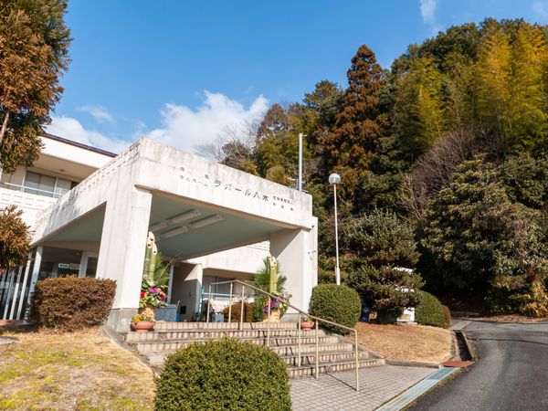 緑に囲まれた外観