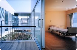 居室と中庭の眺望