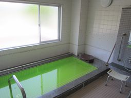 明るい窓越しの浴室