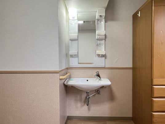 手摺り完備の洗面スペース