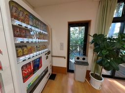 自販売機と観葉植物があるスペース