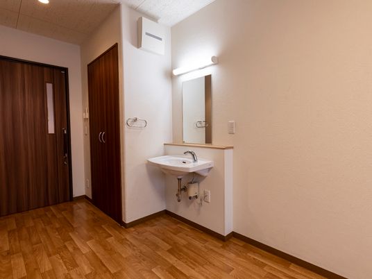 洗面台とドアのエントランス