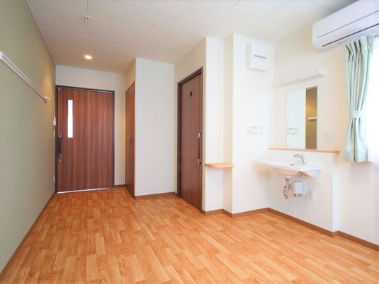 洗面台付き居室の一角