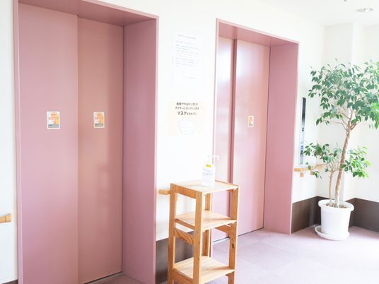ピンク色の部屋の出入口